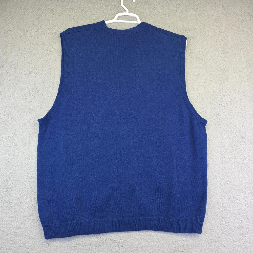 Woolovers Sweater Vest‎ Mens 2XL Blue Sleeveless Button Up Knit Preppy Academia